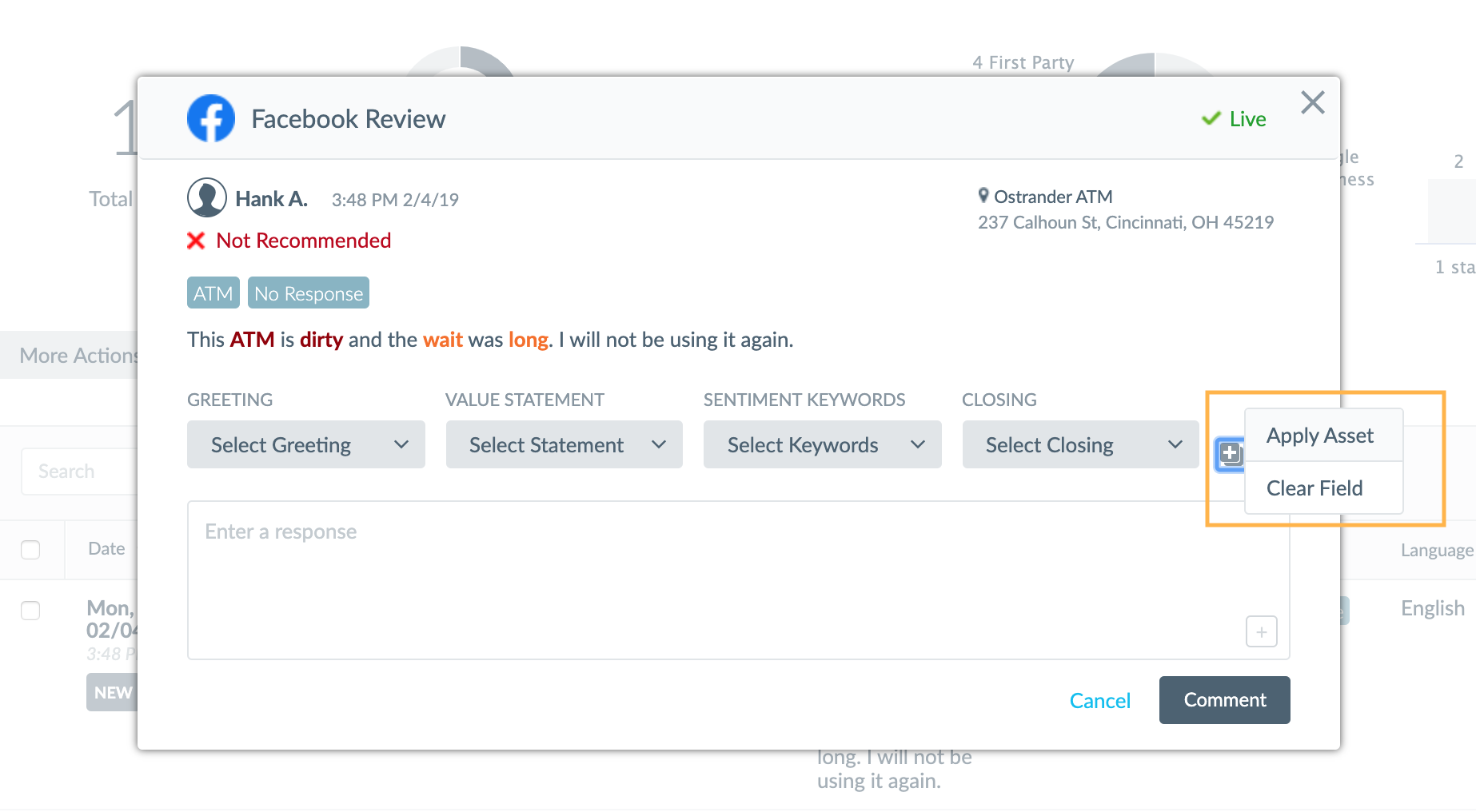apply a Review Response Assets asset