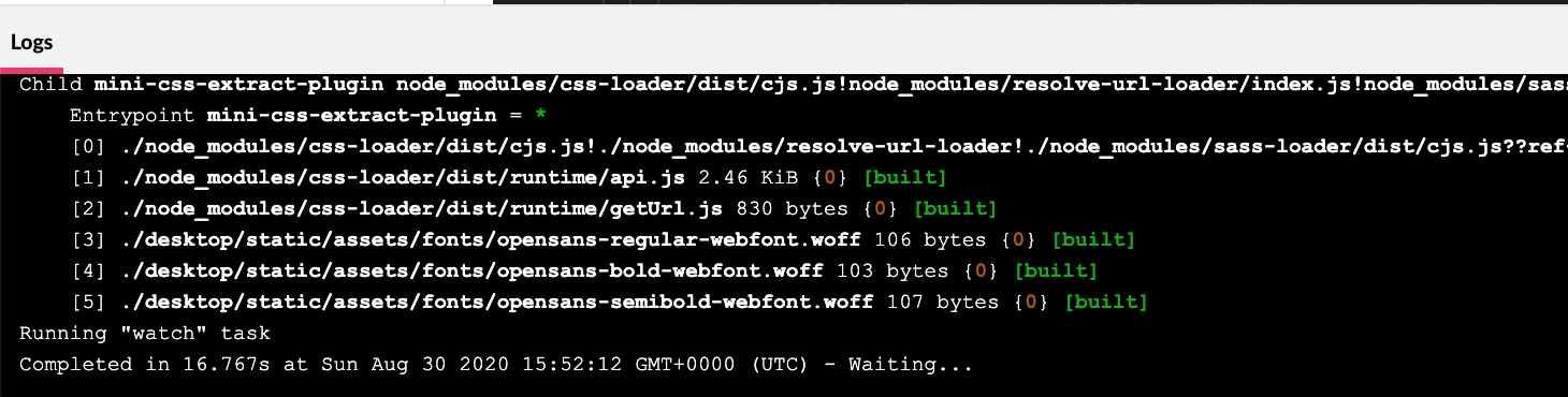 Console task complete message